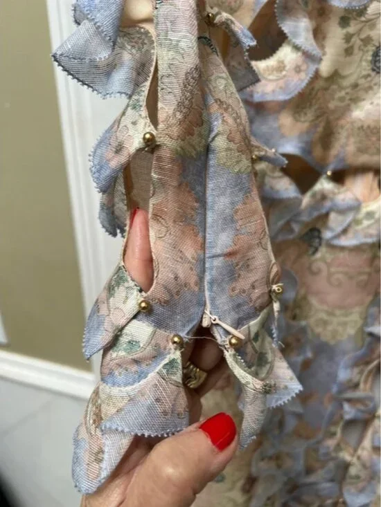 Pastel Floral Ruffled Cutout Dress - Picture 9 of 14